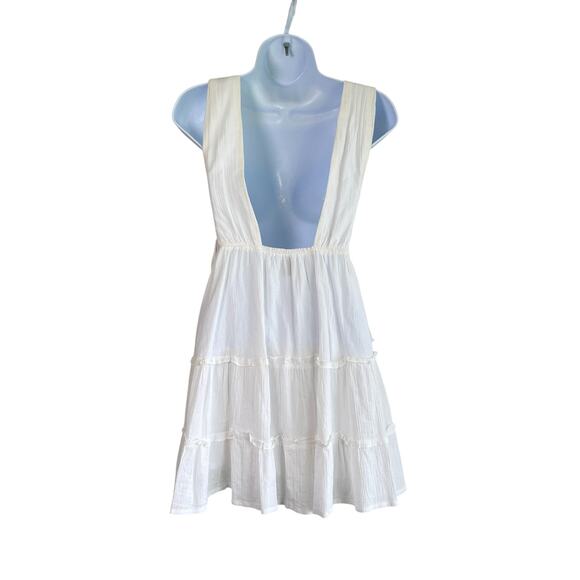 Princess Polly Womens Babydoll Tiered Side Tie Mini Dress White Size 2 Going Out - Picture 3 of 6